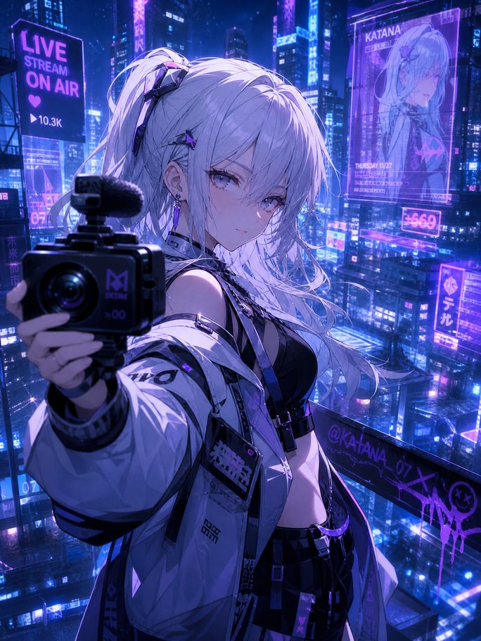 搜同网动漫直播-银发少女创作直播间